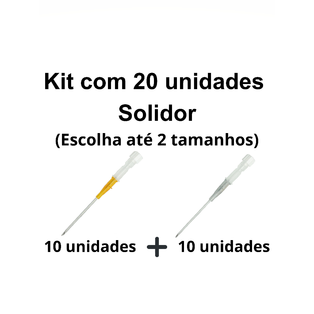 Kit Cateter Body Piercing Com 20 Unidades Solidor (10 Unidades + 10 Unidades)