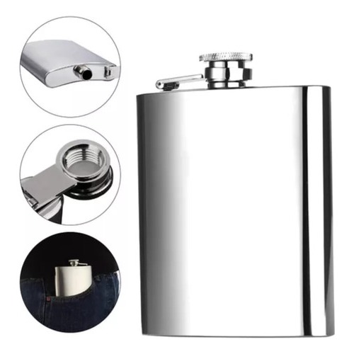 Cantil Inox 8 Oz Capacidade 235 Ml Cor Prateado