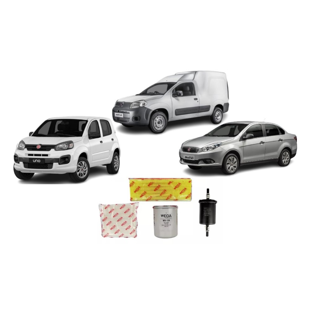 Kit Revisao Filtro Troca Completa Wega Fiat Fiorino Furgão Grand Siena Uno - Spare Parts and Accessories for Vehicles