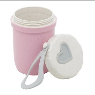 Pote Térmico com parede dupla em Fibra de Bambu/Plástico com alça de silicone e tampa 300ml Azul ou Rosa