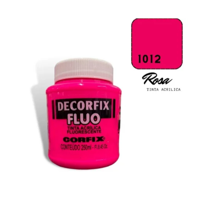 Tinta Acrílica Fluorescente Decorfix Fluo Corfix 250ml - 1012 Rosa