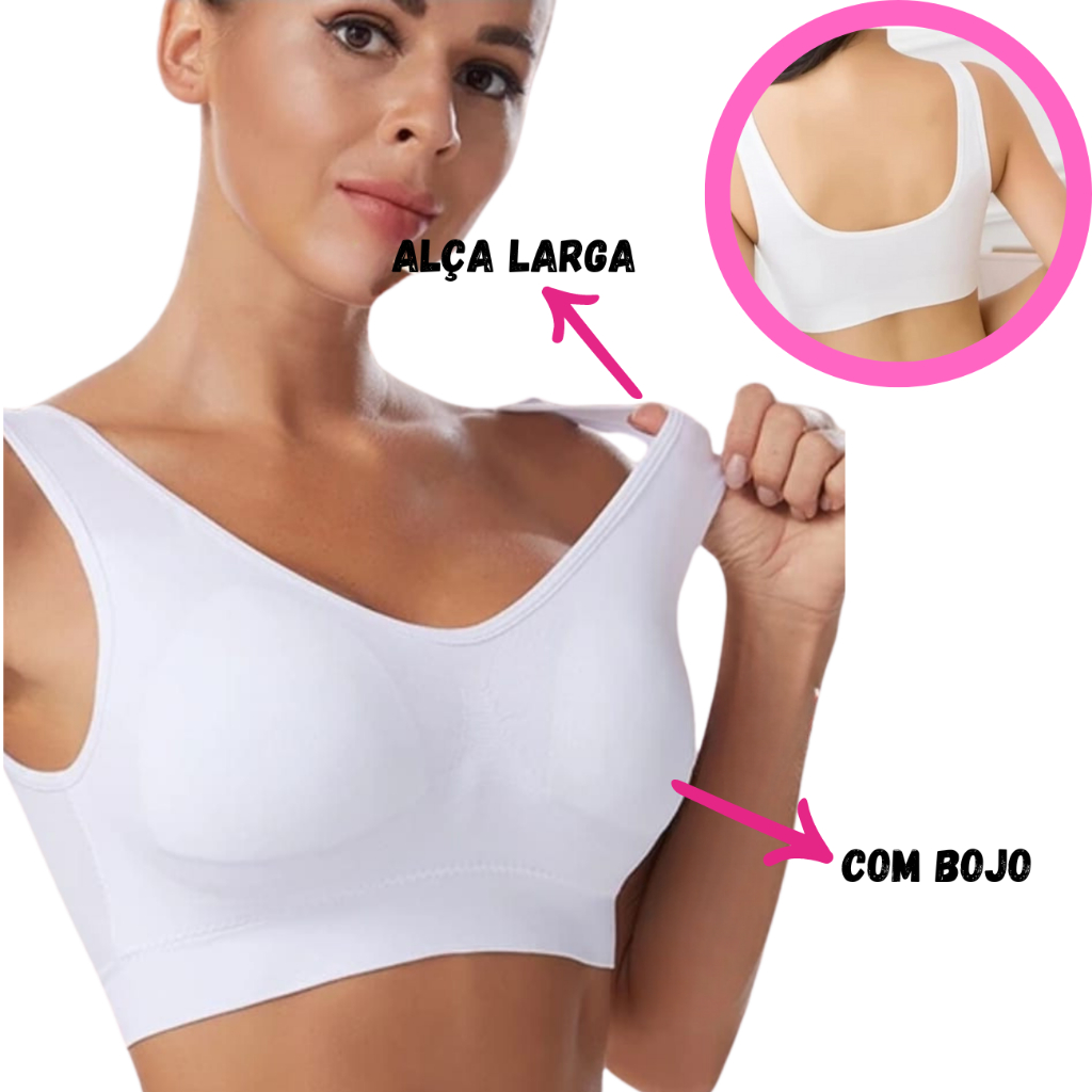 Sutiã com Bojo Top Corte a Laser Sem Costura Tecido Confortável e Alça Larga Regata em Oferta na Shopee