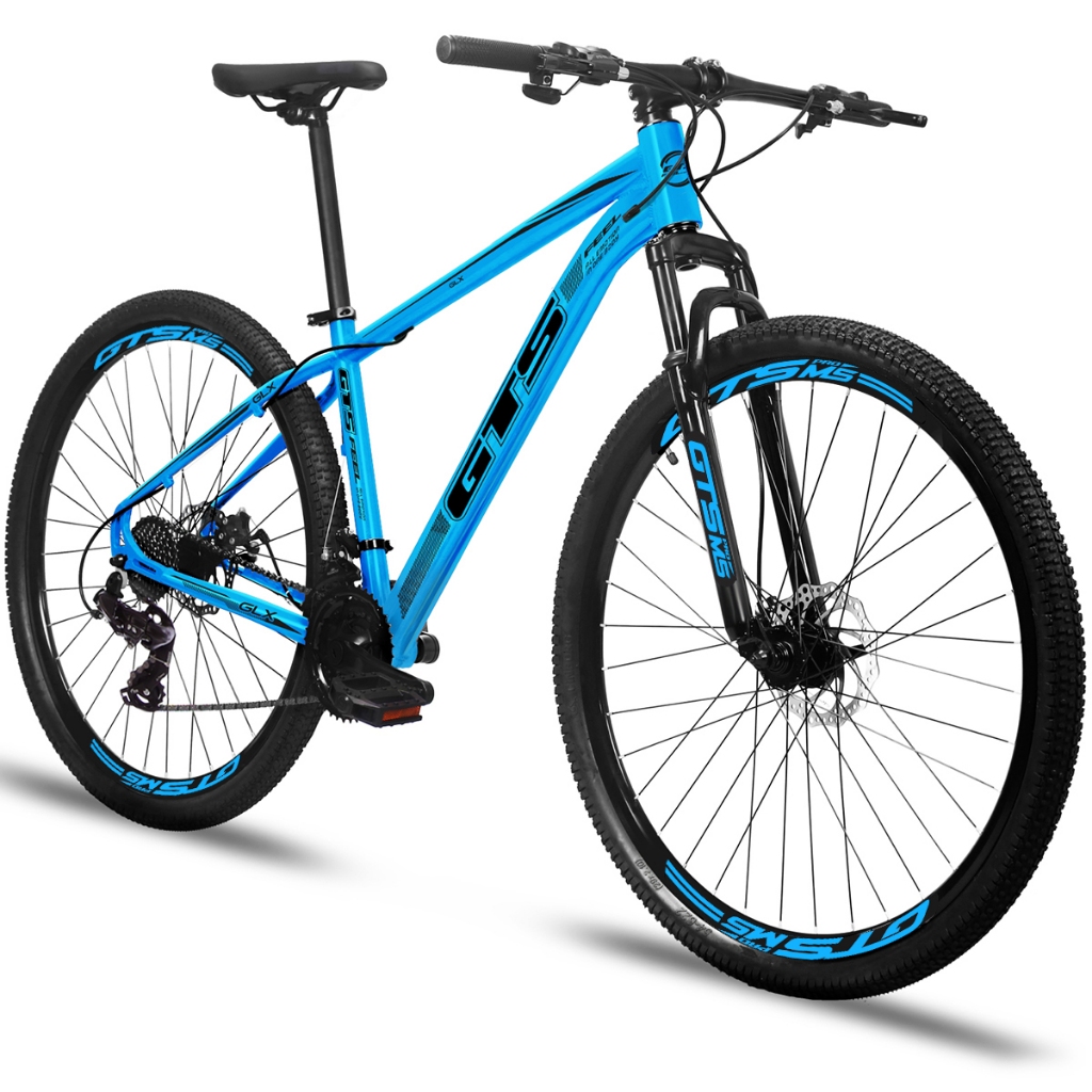 Bicicleta Aro 29 Gts Feel GLX 27 Marchas Freios a Disco Hidráulico Suspensão Trava Câmbios Shimano