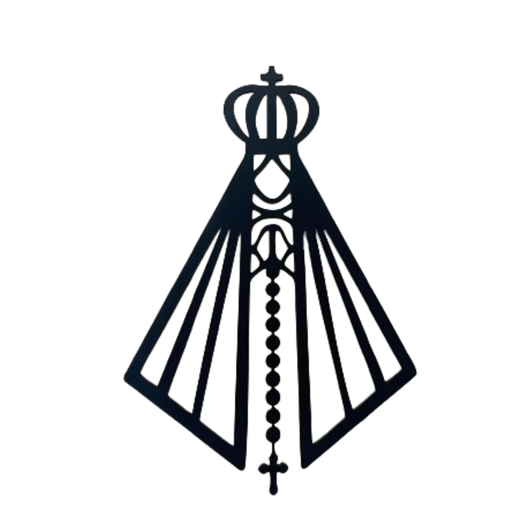 Decoração Parede Placa Nossa Senhora Religioso Fé Oração Silhueta Formato Preto