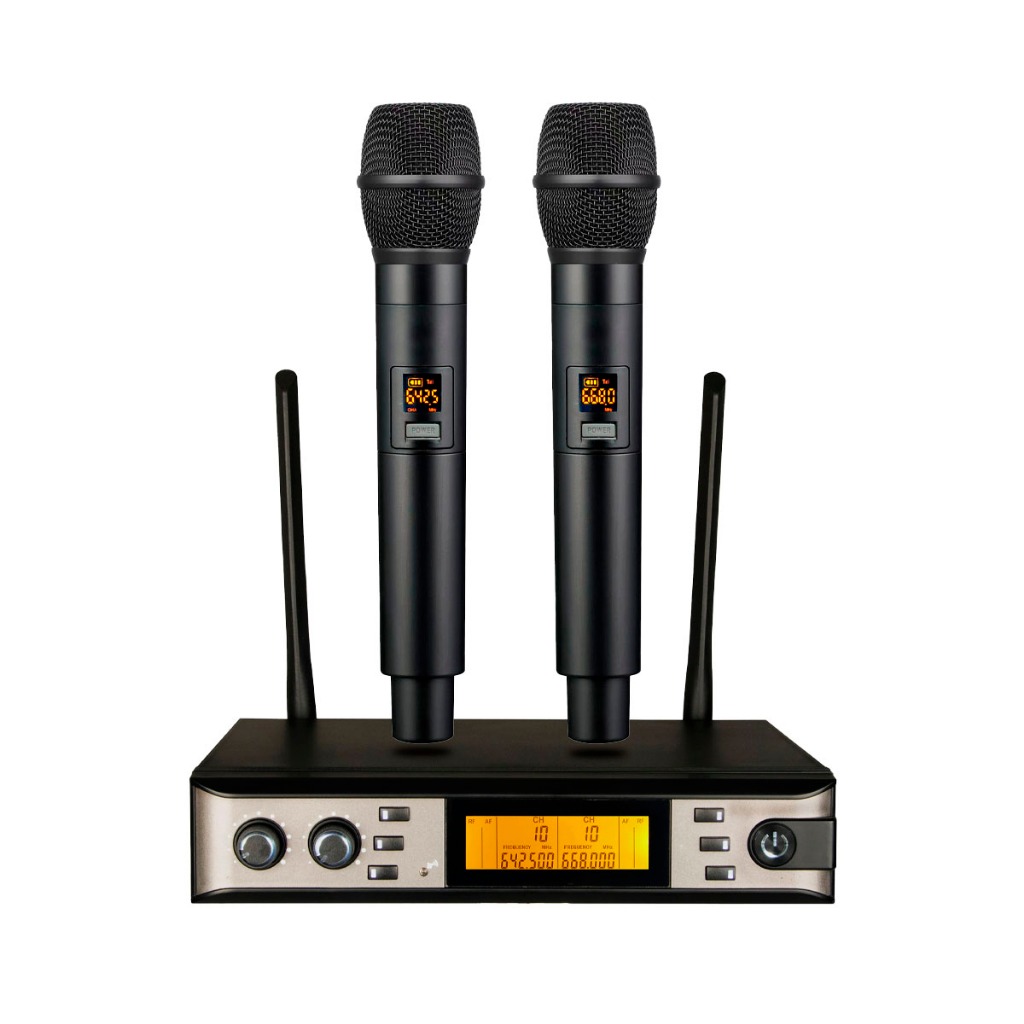 Microfone Kadosh Duplo Sem Fio Uhf Display Digital K-402m