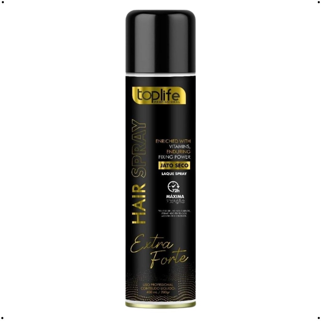 Fixador Laque Toplife Hair Spray 400 Ml Jato Seco em Oferta na Shopee
