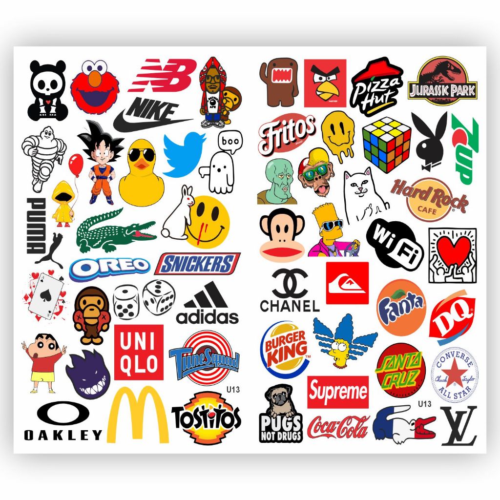 Kit 57 Adesivos Stickers A prova D'Agua para Skate ou Notebook Carro Moto Top Impreshow U-13
