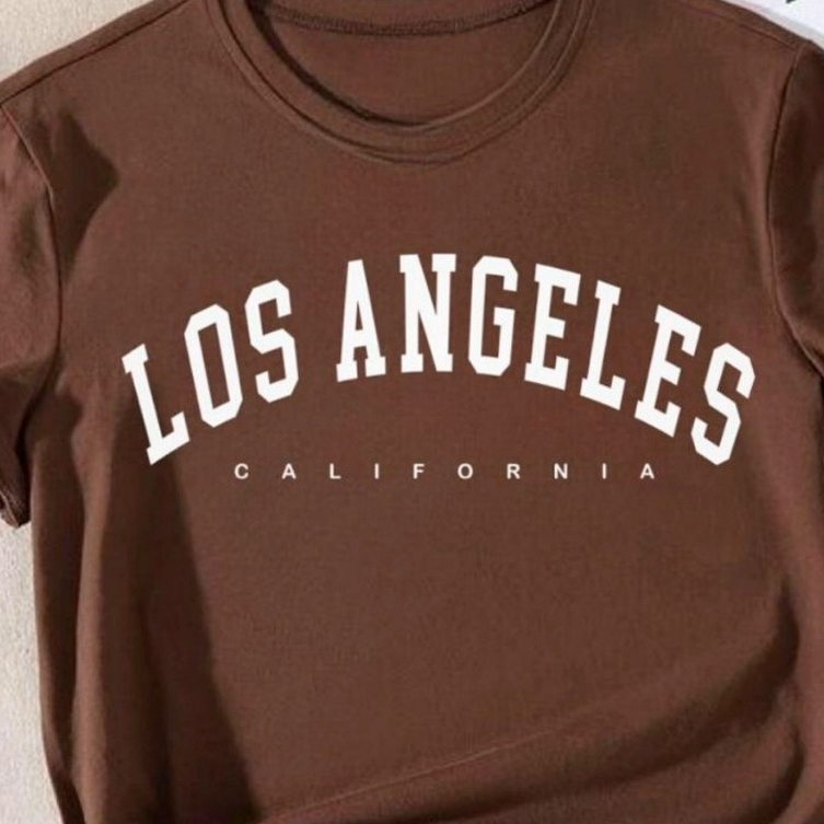 Camiseta Feminina Los Angeles California Blusa T-Shirt Estampada Tecido Leve e Macio Manga Curta