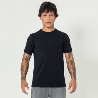 Camiseta Streetwear Slim Cotton Preto em Oferta na Shopee
