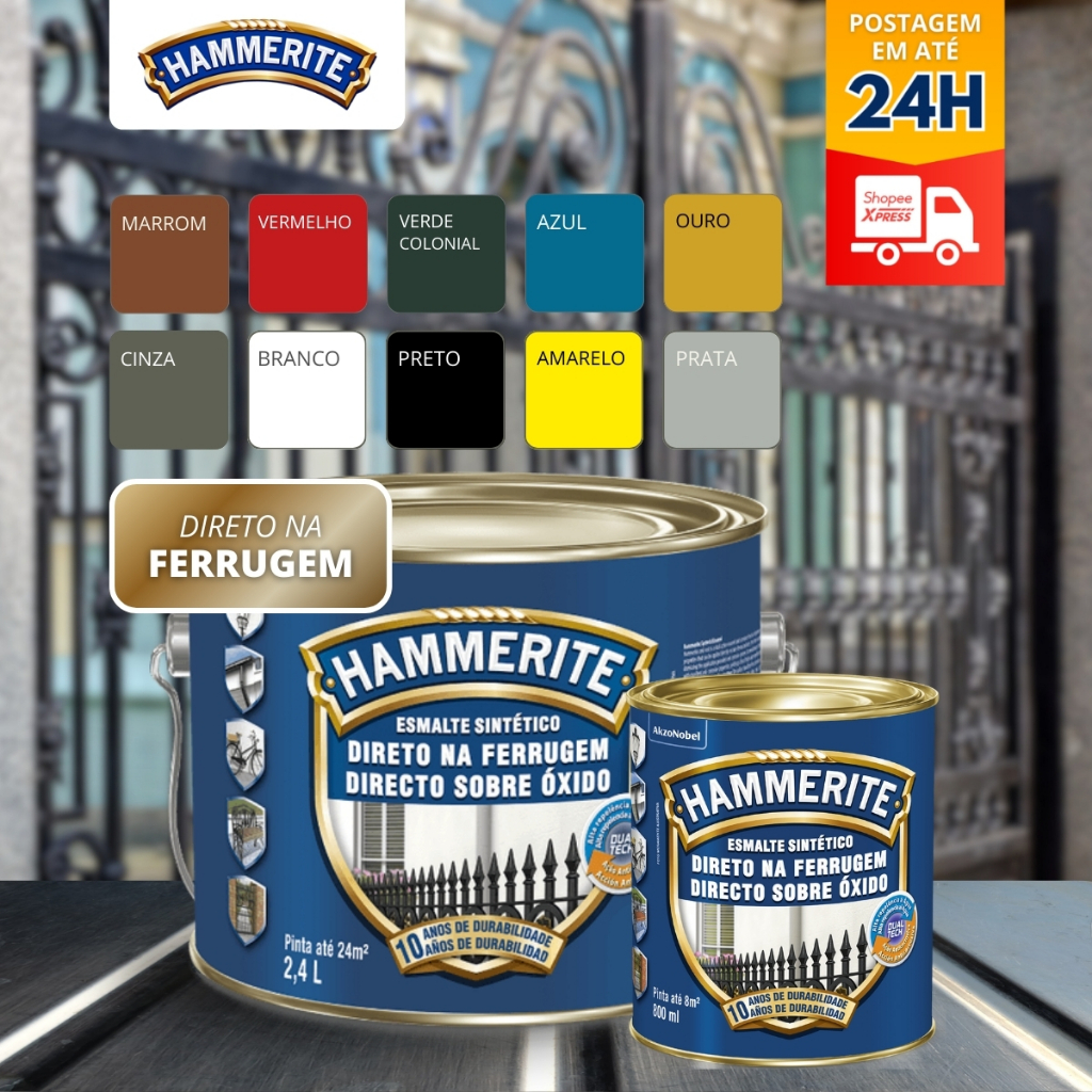 Tinta Esmalte Sintético Hammerite Anti Ferrugem Brilhante Escolha o Tamanho - C