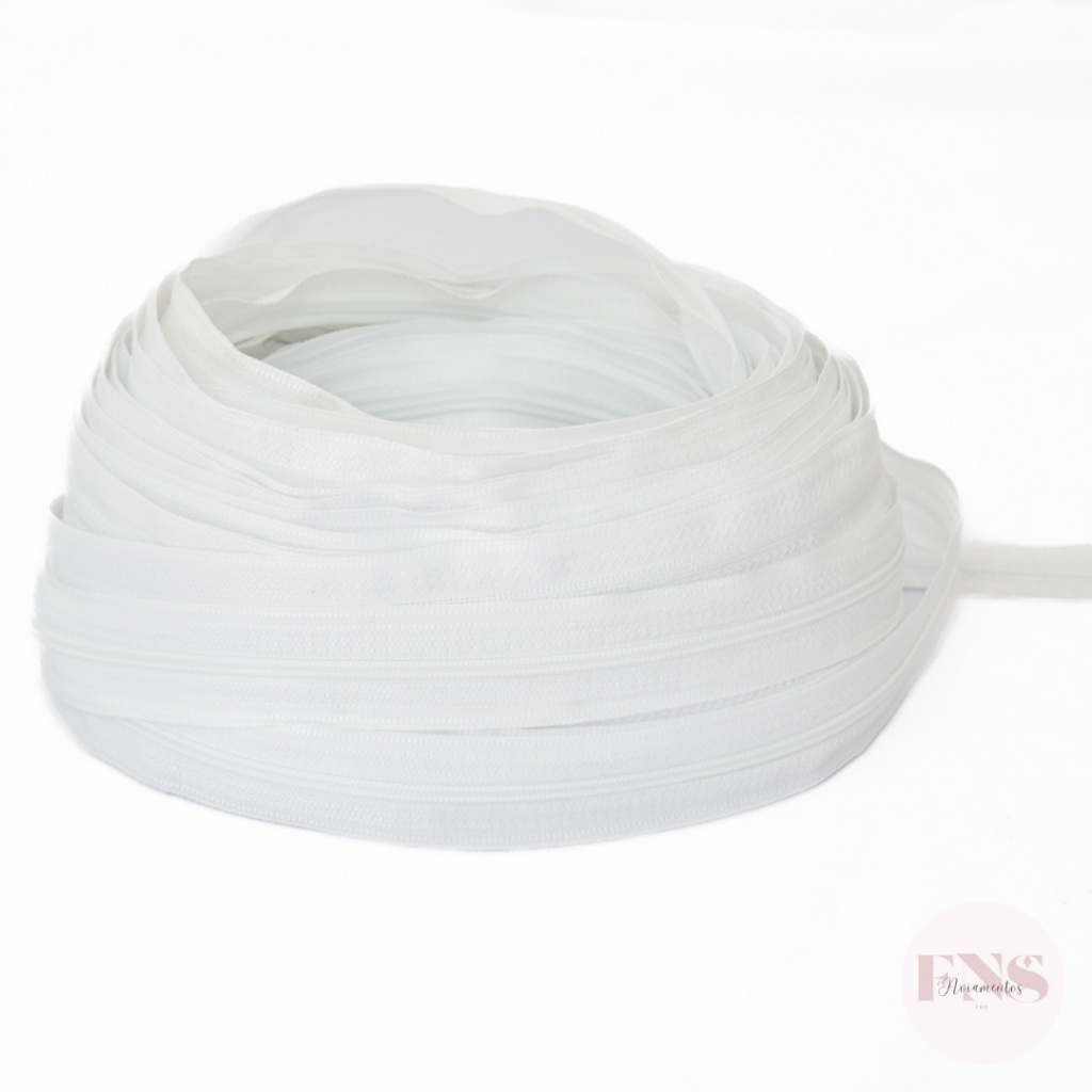 50 Metros De Zíper De Nylon Branco 03 - Para Ziper De Nylon Artesanato Cama Pet Etc em Oferta na Shopee