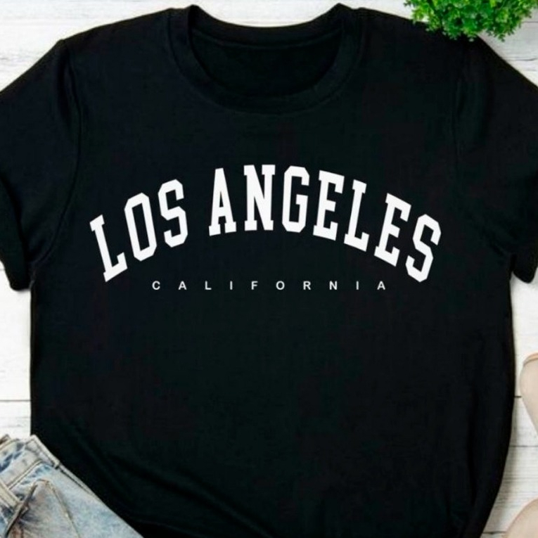 Baby look T-Shirt Camiseta Feminina Los Angeles Los Angeles Tecido Leve e Macio