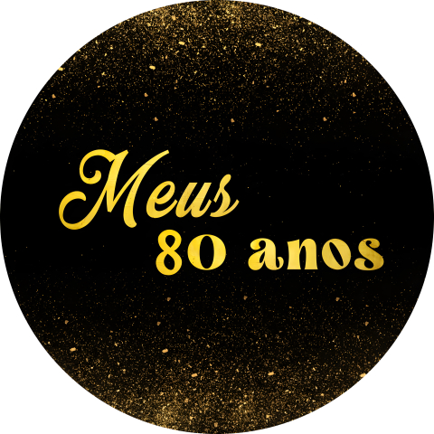 Painel Festa Infantil Redondo Meus 80 Anos com Pingos Dourados + Arco, Suporte incluso. Fazemos personalizado com qualquer tema. Confeccionado em Lona fosca, impressão de alta resolução. cenário Circular p/ Decoração
