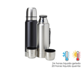 Garrafa Térmica 1 Litro Inox Parede Dupla com Alça 2 Tampas que Viram Copo em Oferta na Shopee
