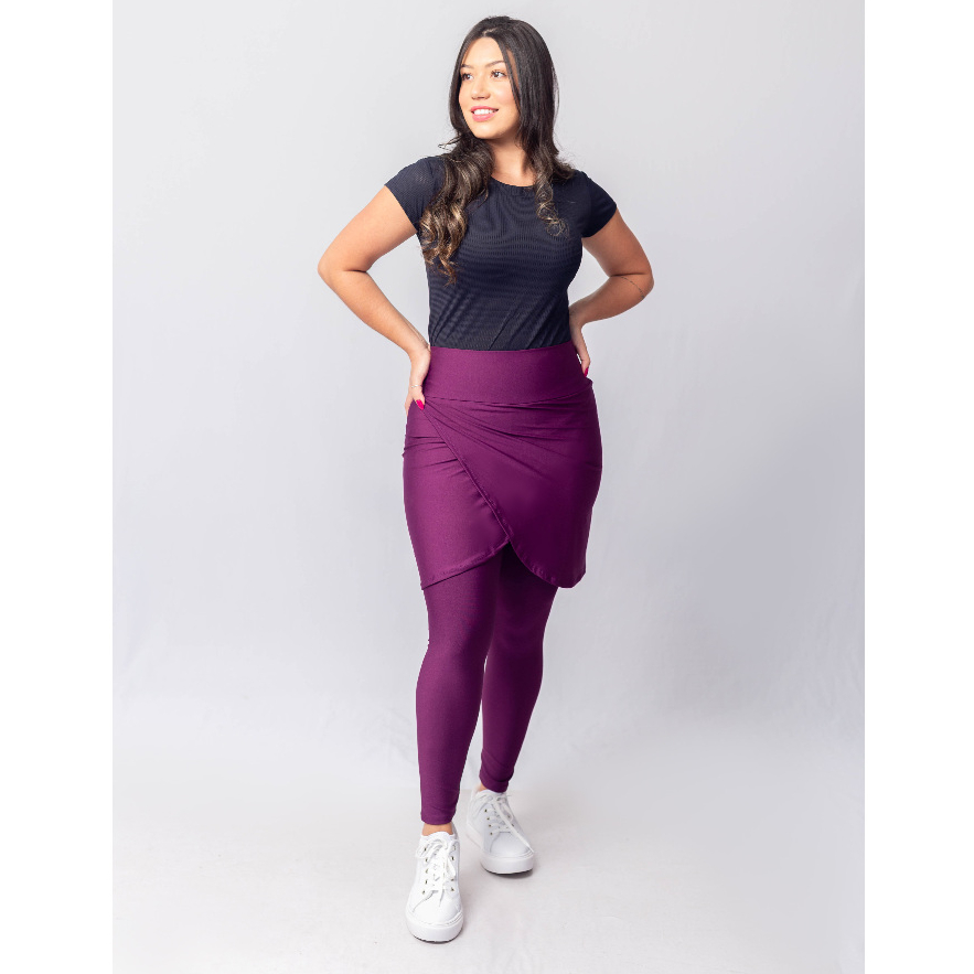 Calça Leg Com Saia Moda Fitness Evangélica Transpassada em Oferta na Shopee