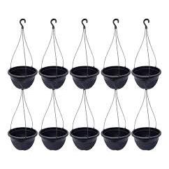 Kit 10 vasos cuia 13 com aste/alça preto para plantas,suculentas,pendentes,cactos e outras