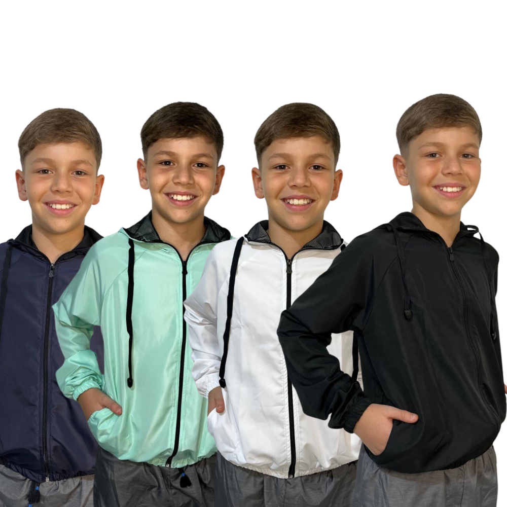 Jaqueta Corta Vento Agasalho Unissex Juvenil e Infantil Impermeável com Capuz em Oferta na Shopee