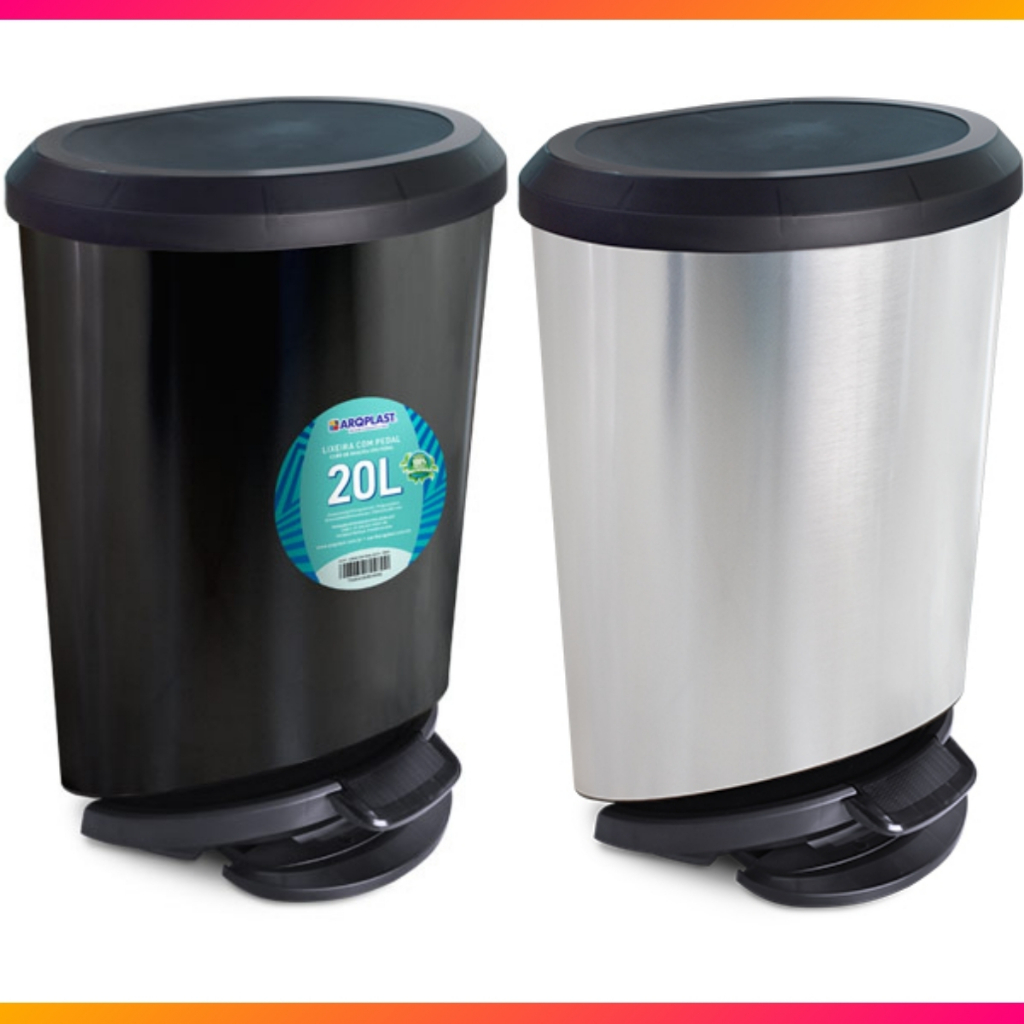 Lixeira Escritorio Cozinha Banheiro C/ Pedal 20l Plast. Cesto de Lixo Grande