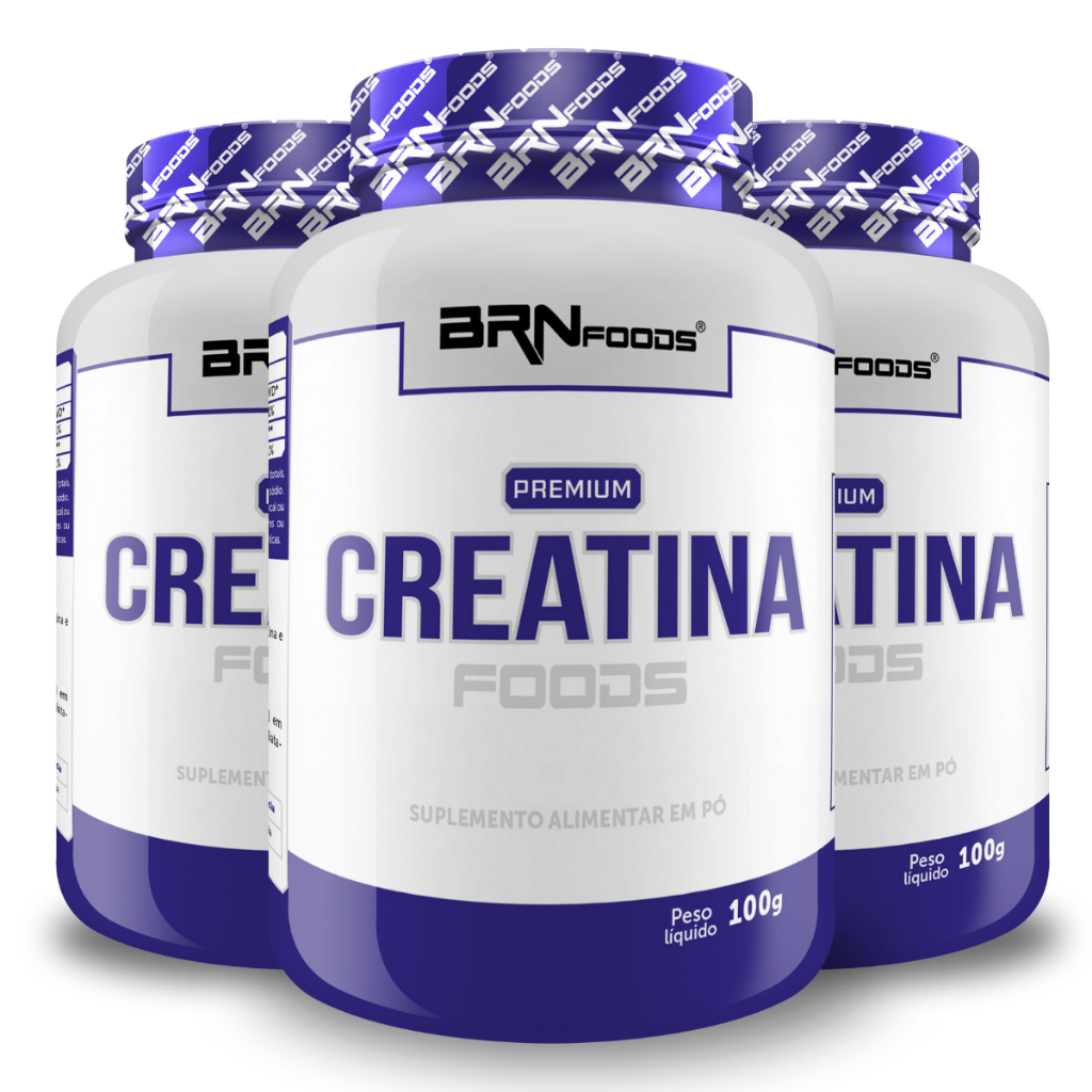 Kit 3x Premium Creatina Foods com Maltodextrina 100g - BRN FOODS em Oferta na Shopee