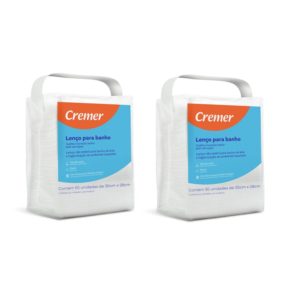 Kit 2 Lenco Banho e Higiene com 50 Unidades Cremer