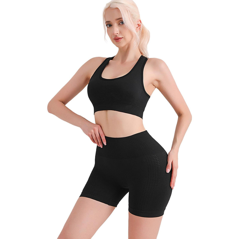 Conjunto Top Com Bojo e Shorts Roupa Academia Feminino Empina Bumbum Glúteos Kit Verão Fitness Poliamida Short