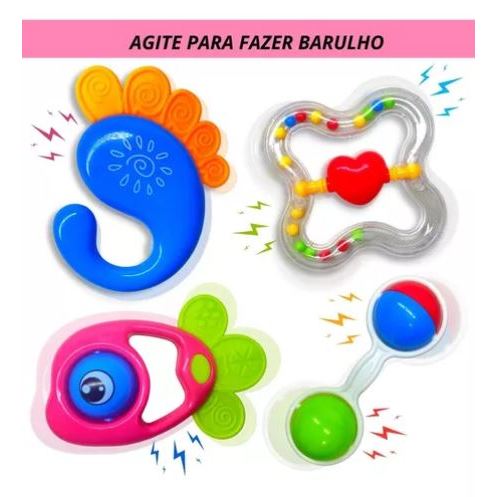 Conjunto de brinquedos para bebês Chocalho + Mordedor Colorido.