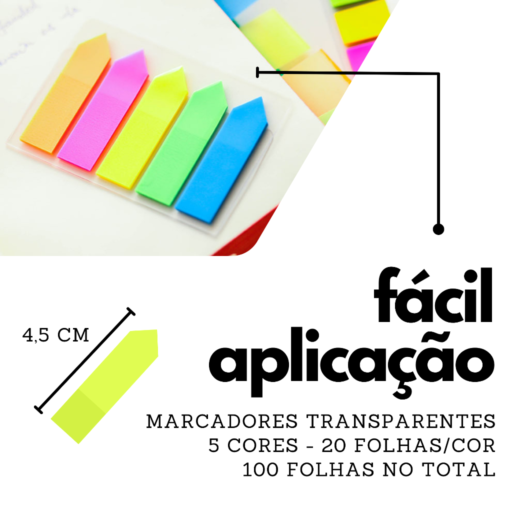 100-500 Marcador De Página 5 cores Lembrete Adesivo Marca páginas Neon Lembrete Estudo e Escritório