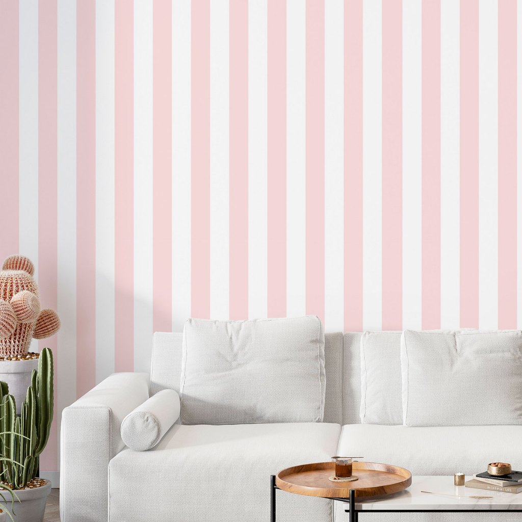 Papel de Parede Adesivo Listrado Rosa e Branco Infantil Lavável Autocolante em Oferta na Shopee