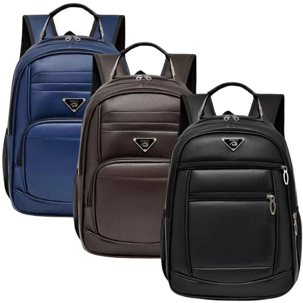 Bolsa Mochila de Couro Universitária Unissex Feminina Masculina Reforçada Com Cabo de Aço C/USB em Oferta na Shopee