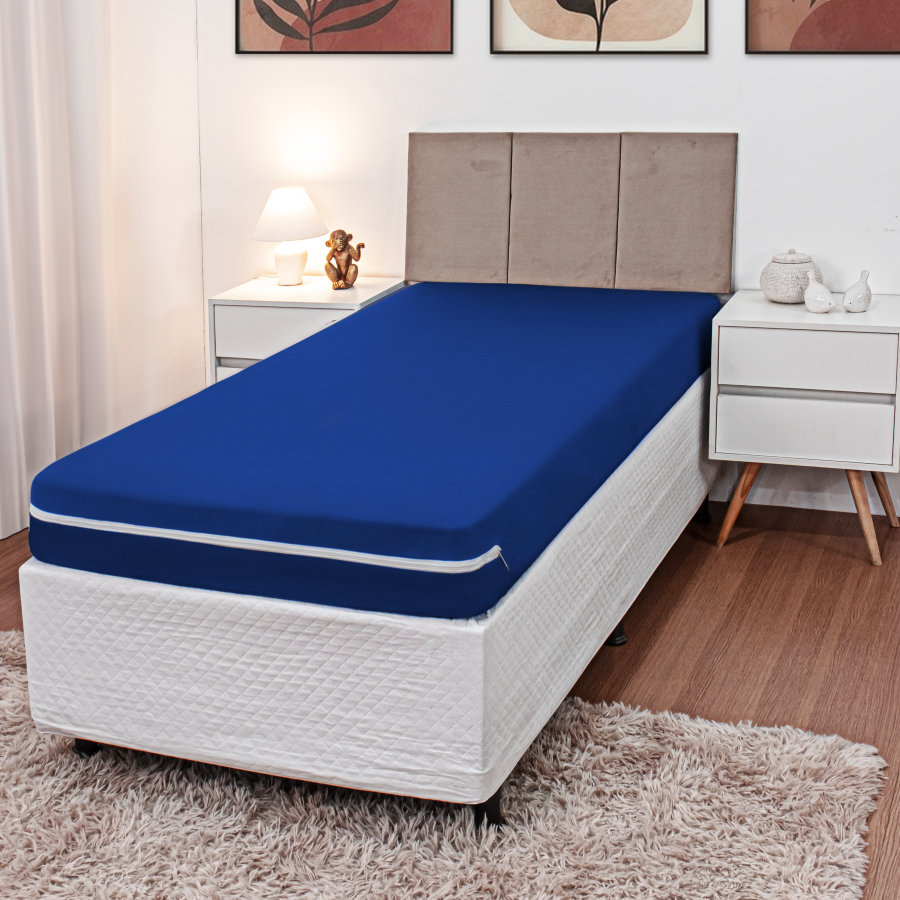 Capa Para Colchão De Solteiro em Tecido Malha Gel/Helanca e Zíper Fácil