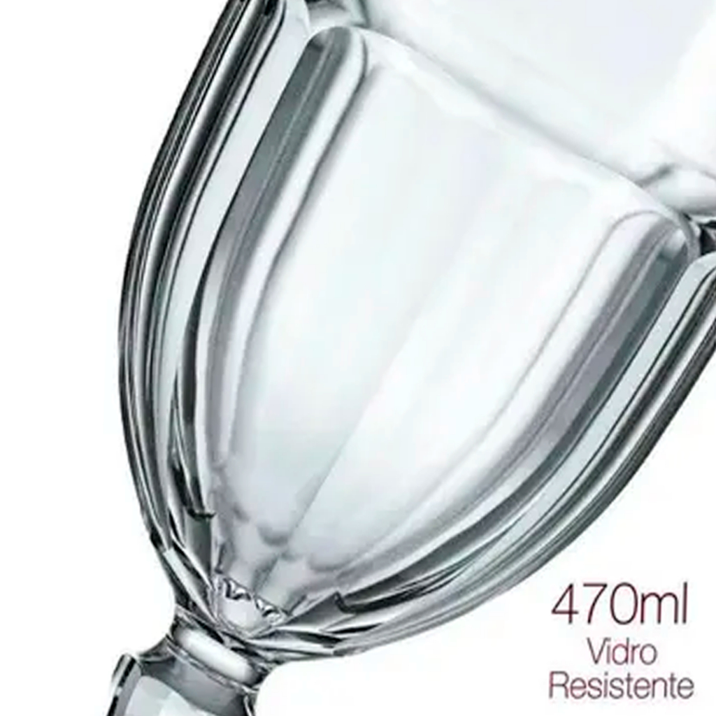 Conjunto 6 Taças Bistrol Nadir 470ml Vidro Grosso Sobremesa e Bebidas Alto design Ergonômico Nadir