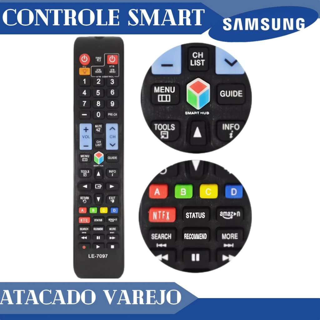 Controle Remoto Para Tv Samsung Smart Led 3d Lcd/Botão Lanterna Ka-3839