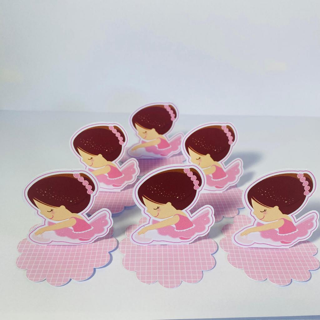 Aplique 3d Festa Bailarina para Caixinha Acrílica até 5x5 ou latinha 5x5 - Nome em Adesivo + Aplique Personalizado
