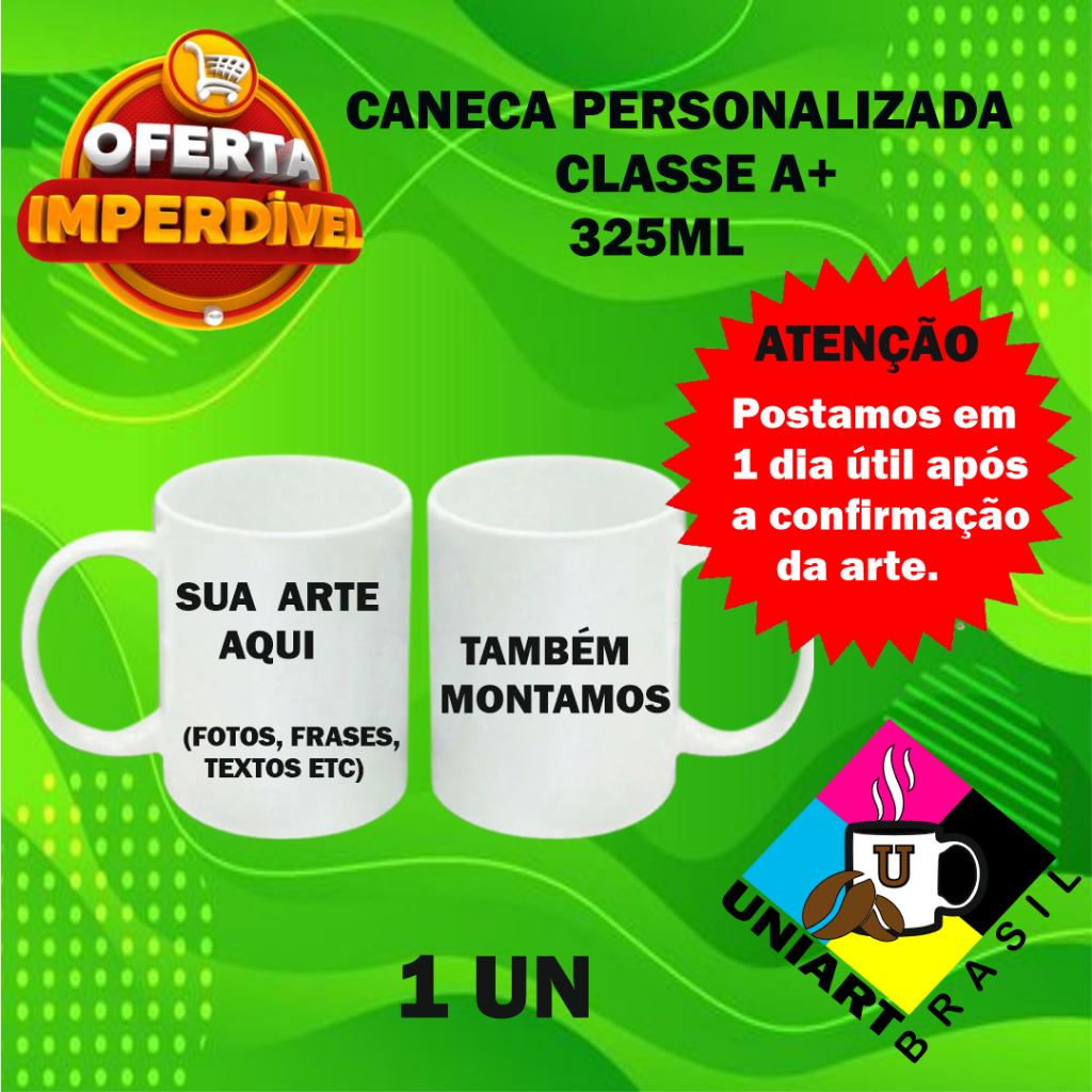 Caneca personalizada porcelana 325ml -  COM SUA IDEIA em Oferta na Shopee