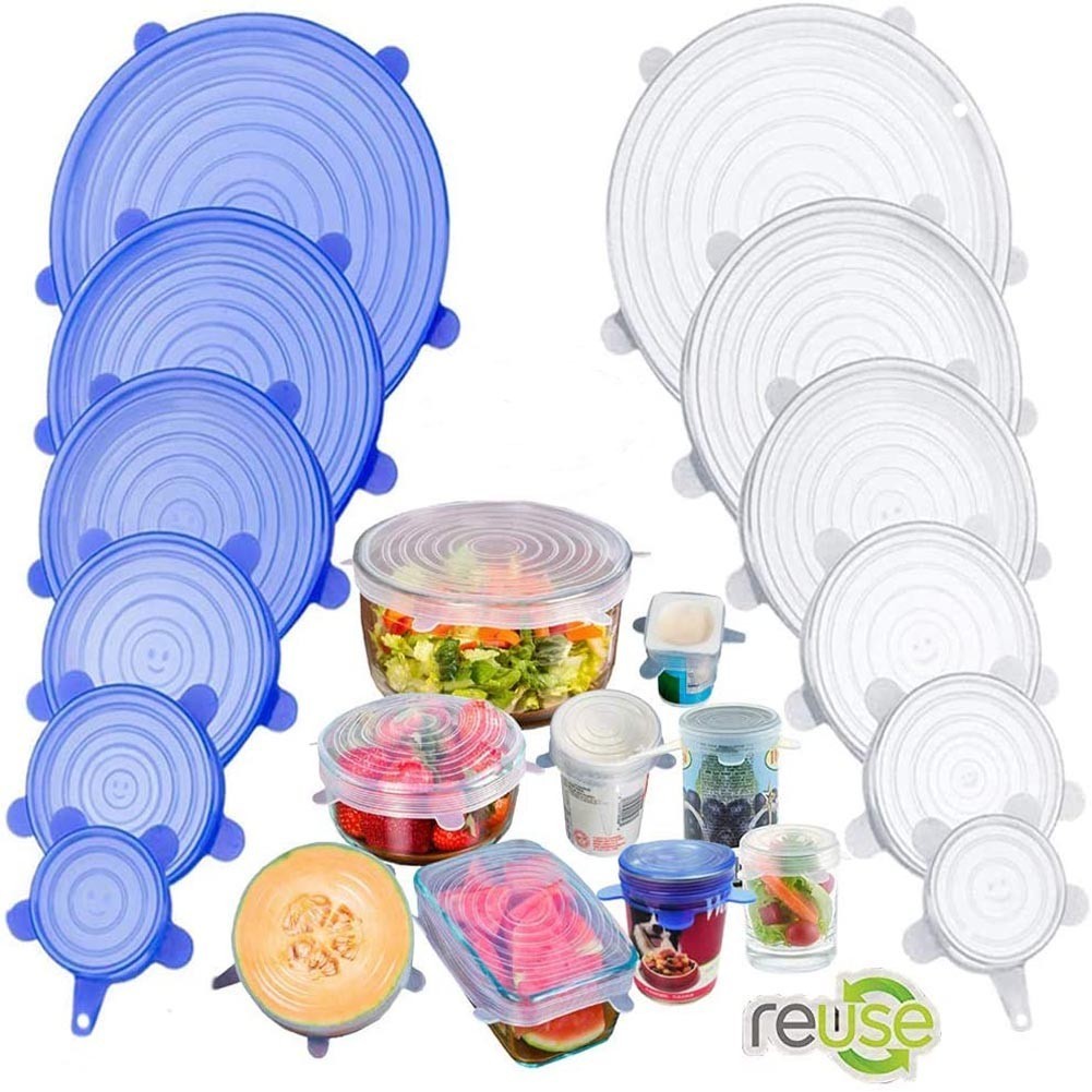 Kit 6 Tampas Silicone Universal Tampa de Pote, Panela Reutilizável Elástica Tampas Silicone Cozinha Geladeira