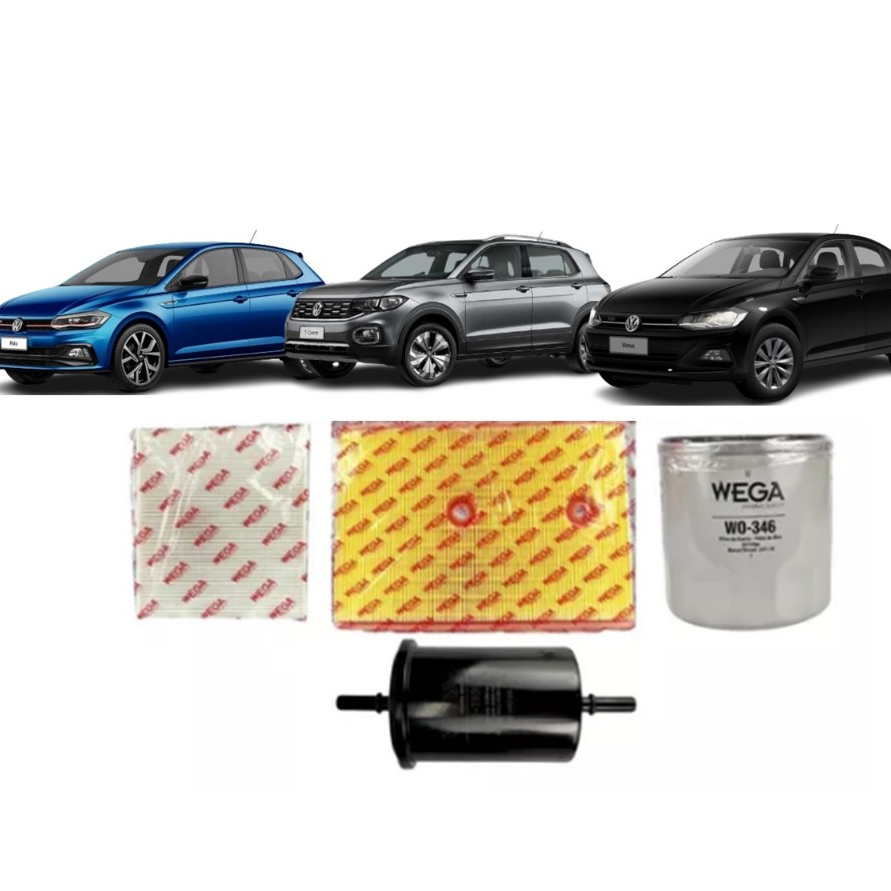 Kit Revisão Filtro Troca Completa Wega Volkswagen Polo T-Cross Virtus 1.4 16V 4 Cilindro - Spare Parts and Accessories for Vehicles