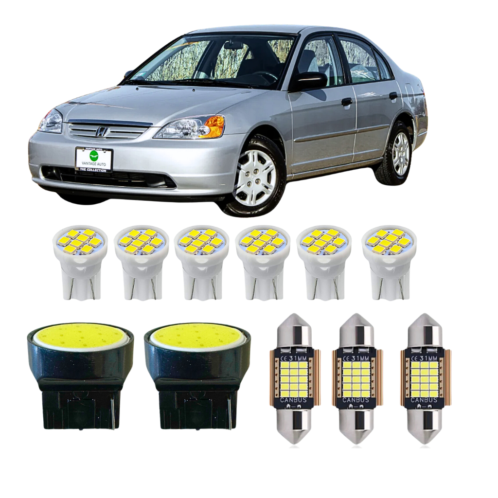 KIT Lâmpada Led Honda Civic 2001 a 2013 ( Porta Luvas Porta Malas Placa Farolete Ré Teto) T10 T20 Torpedo 31mm em Oferta na Shopee