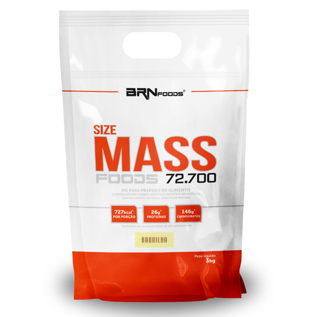 Suplemento Hipercalórico Size Mass Foods Refil 3kg Para Ganho de Peso BRNFOODS