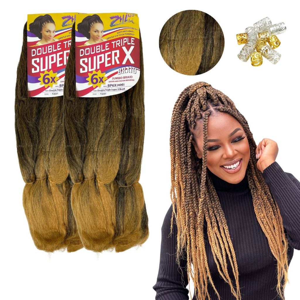 Combo 2 Jumbos Super X Aplique de Cabelo para tranças e penteados de Fibra Sintetica em Oferta na Shopee