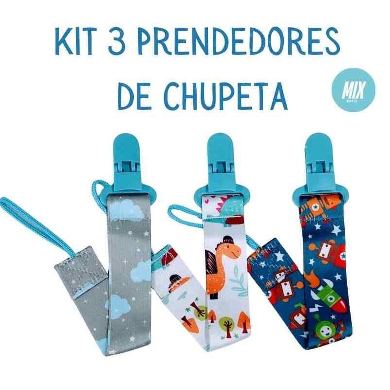 Trio Cordão para Bico Prendedor Mam Buba Silicone Avent Philips Kuka Nuk Lolly Lillo MENINO