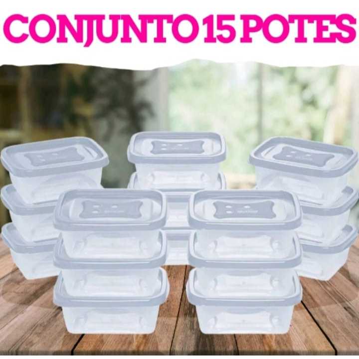 Kit 5,10,15,20 Potes Marmita Fitness 220 ml Para Freezer e Microondas Transparentes BPA Free Organizador de Alimentos
