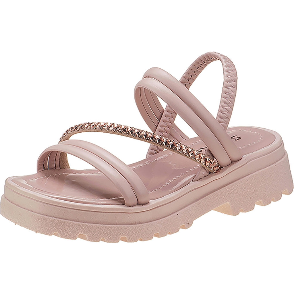 Sandália Infantil Stilo Rosê Tratorada Flatform Menina Tira Strass-8240