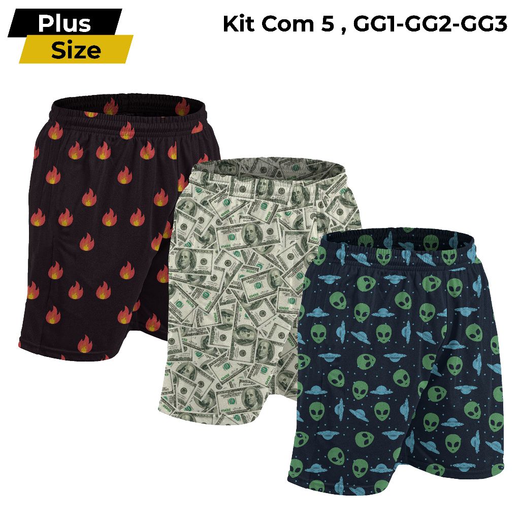 KIT 3  SAMBA CANÇÃO PLUS SIZE ADULTO ESTAMPADO PERSONAGENS MASCULINO em Oferta na Shopee