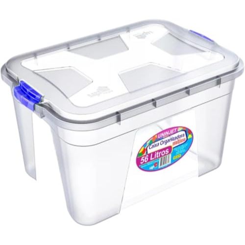 Caixa Organizadora 56 Litros Transparente - Com Trava de Segurança