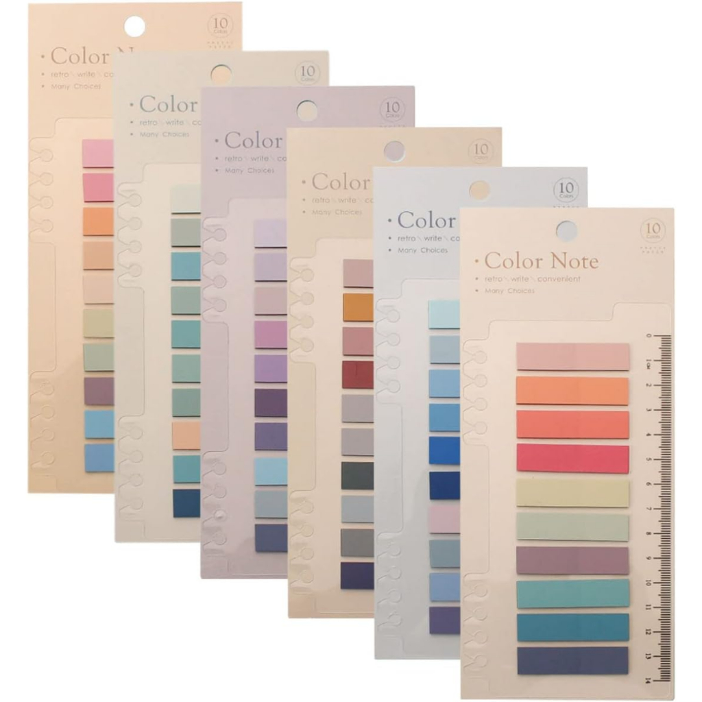 Kit c/ 6 Cartelas de Notas Adesivas 1200 notas Marca Páginas Colorido transparente Sticks em Oferta na Shopee