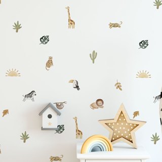 Adesivos de Parede Aquarela Infantil Selva Animais em Oferta na Shopee