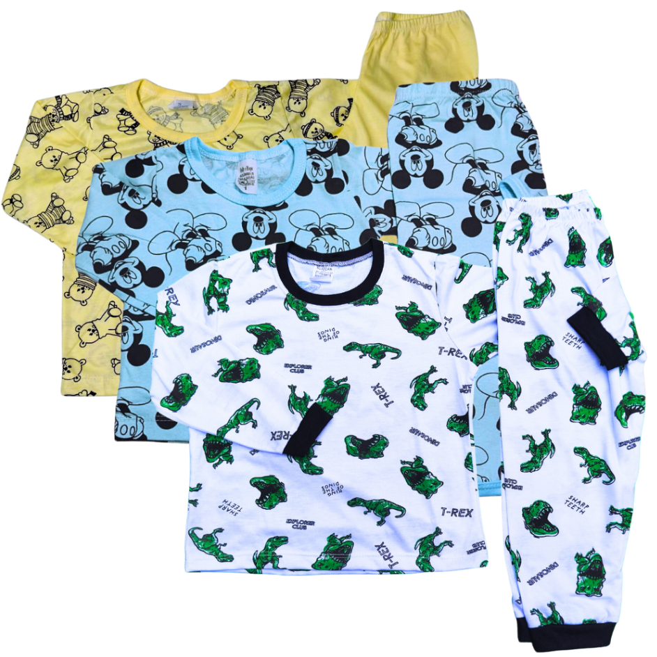 Pijamas Infantil MENINOS com  Estampas sortidas do 0 aos 12 anos em Oferta na Shopee