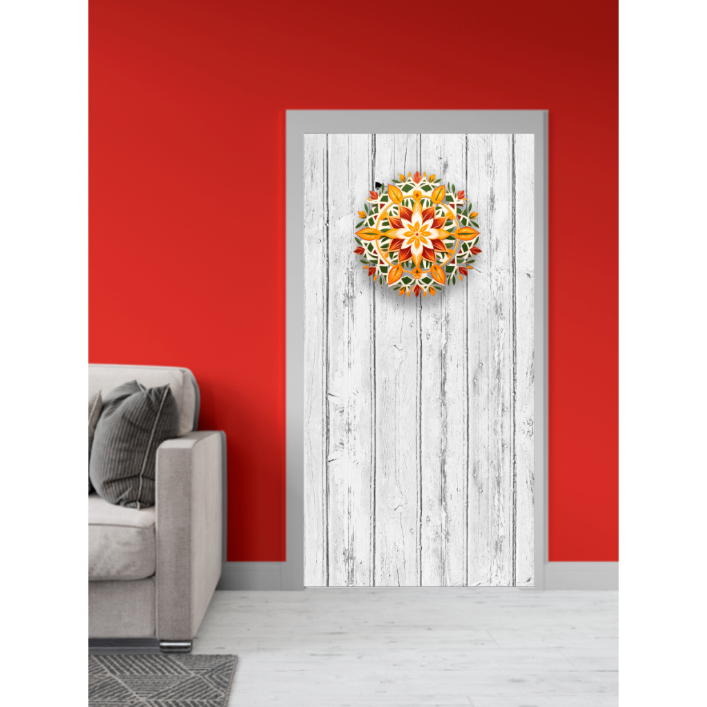 Papel de Parede Adesivo Decorativo para Porta de Madeira ou Vidro - Madeira Branca Arabesco - 017X