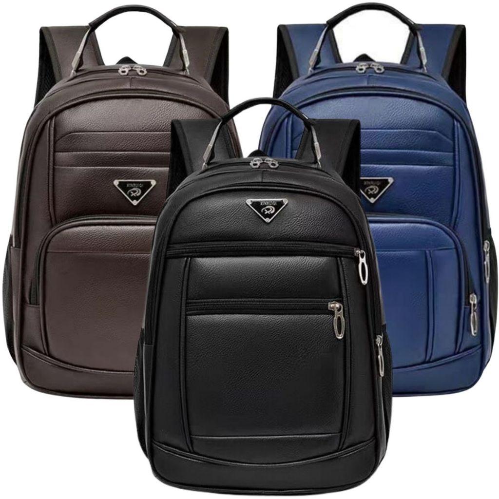 Bolsa Mochila de Couro Média Universitária Unissex Feminina Masculina Reforçada Com Cabo de Aço C/USB