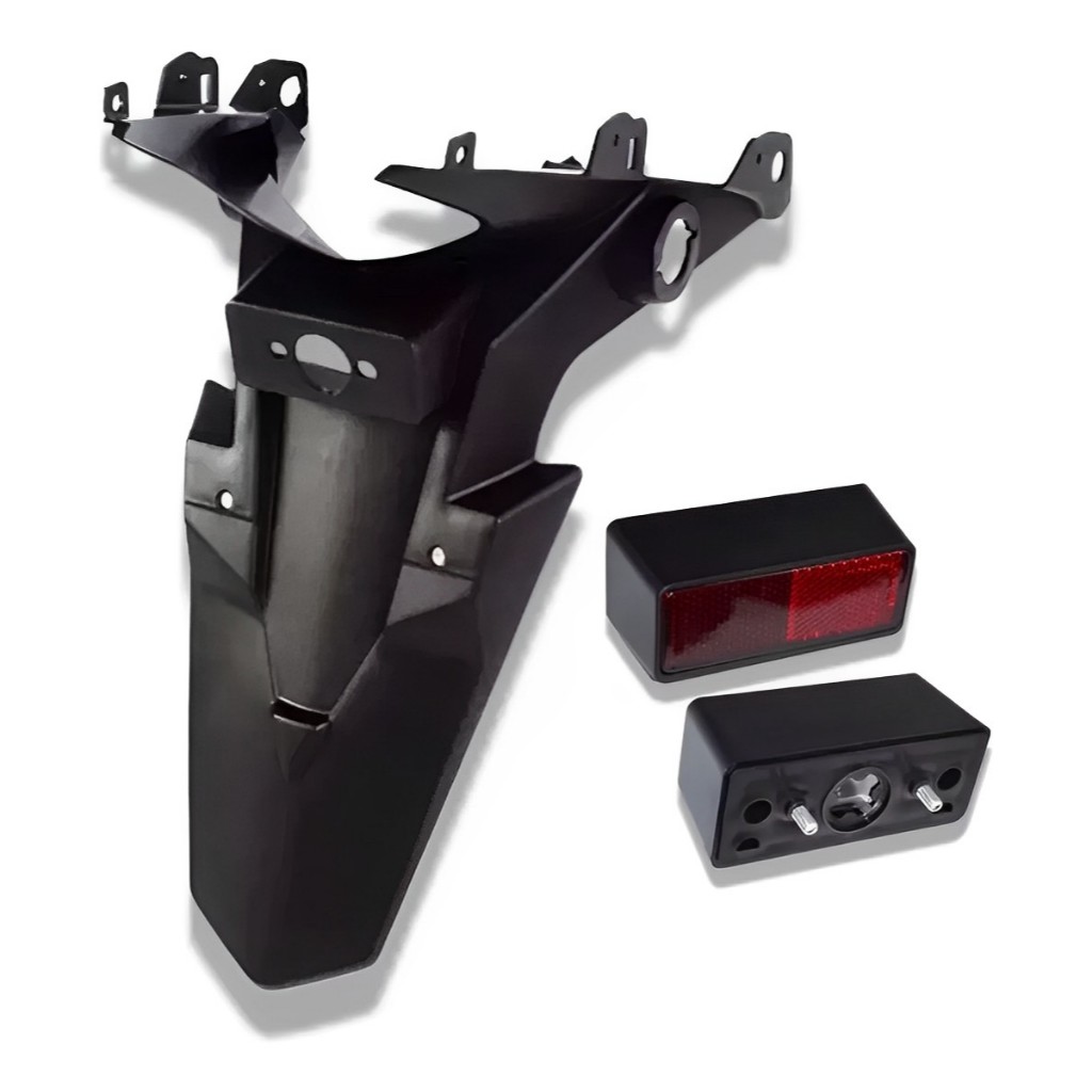 Paralama Suporte Placa + Refletor Olho de Gato Titan 160 2016 A 2023 Plástico Roupa Paramotos